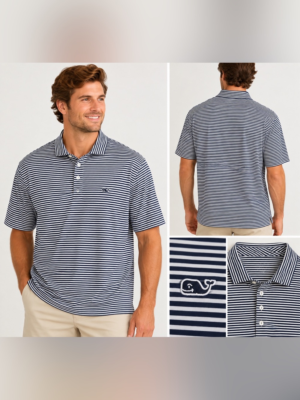Vineyard Vines Performance Polo Men’s XXL Navy White Striped Golf Shirt